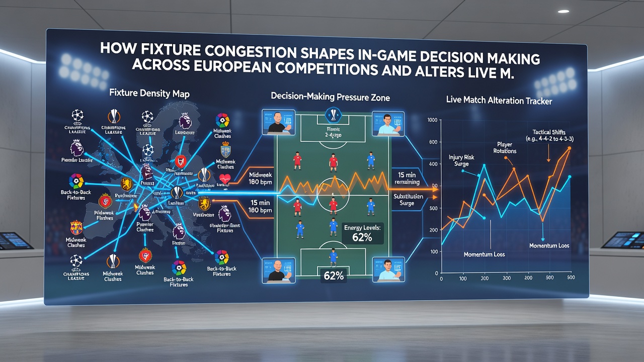 Live match analysis screen showing tactical adjustments during a congested European fixture