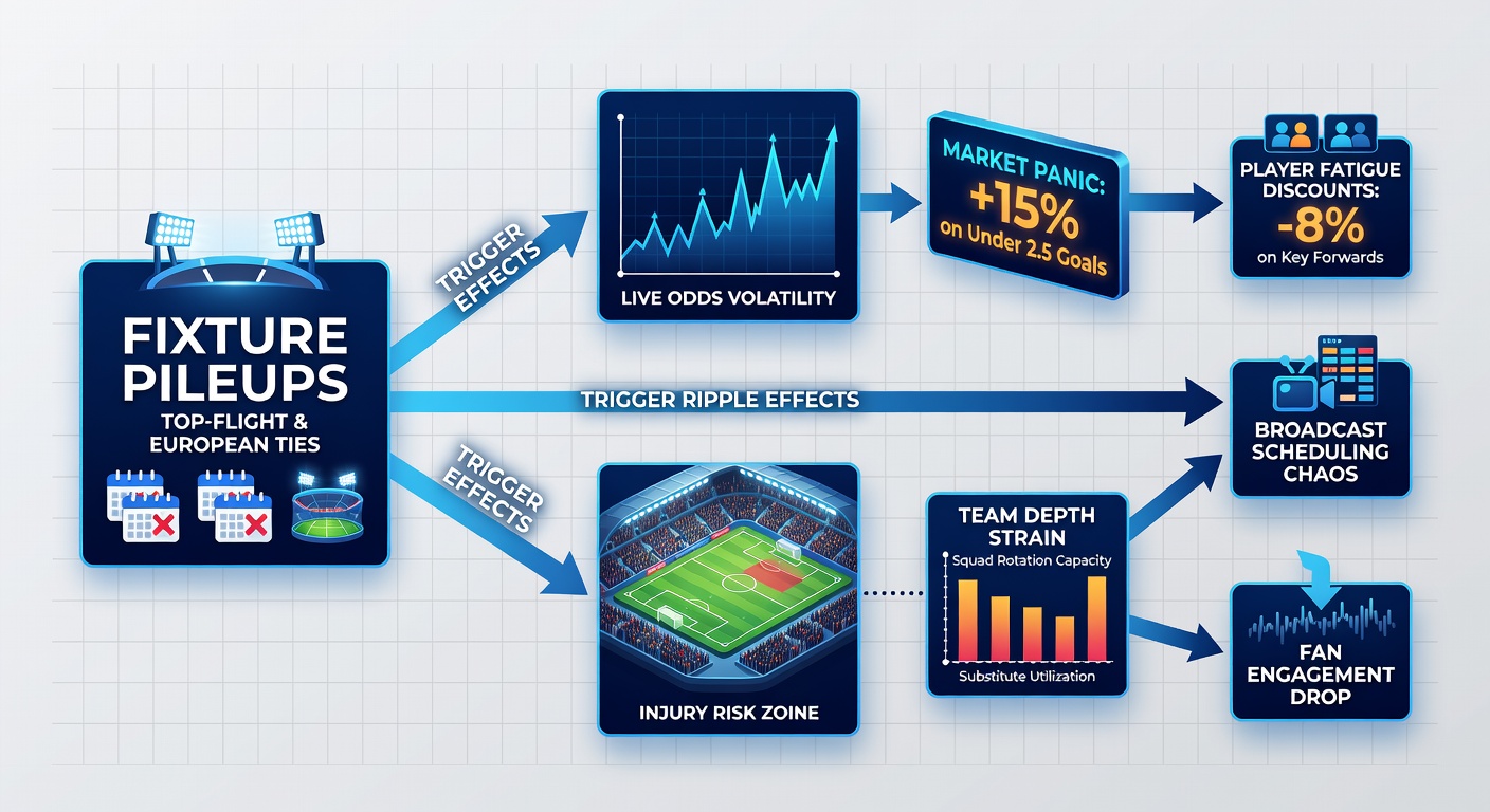 Stadium view showing multiple matchdays and travel logistics for European football clubs