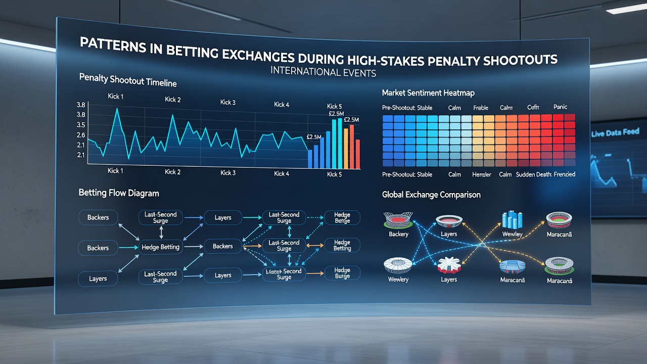 Close-up view of live betting exchange order book with fluctuating prices on penalty markets
