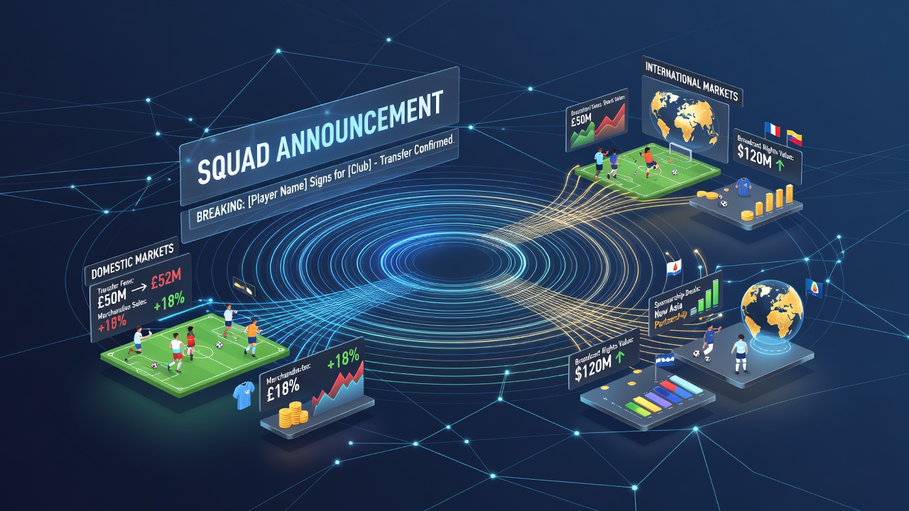 Football stadium with players entering the pitch during a major squad announcement event
